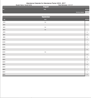 Homeschool Attendance Detail REport